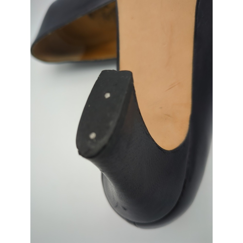 Vtg‎ Rosina Ferragamo Schiavone Block Heeled Pumps Navy Blue Leather Womens 7.5 - Picture 14 of 16